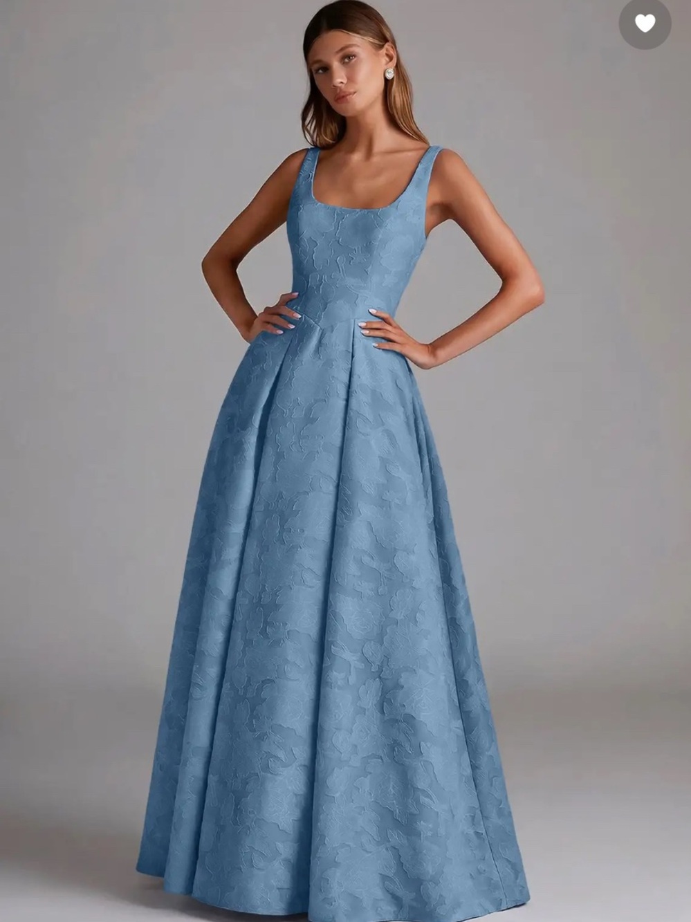Azazie Burnout Style in Steel Blue Scoop Neck Maxi Dress